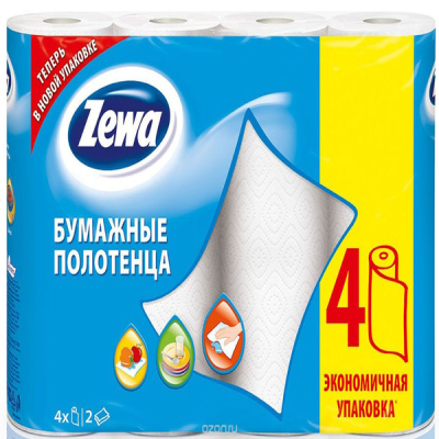 Полотенце бумажное 2сл/4шт Зева Классик Белое в Ноябрьске