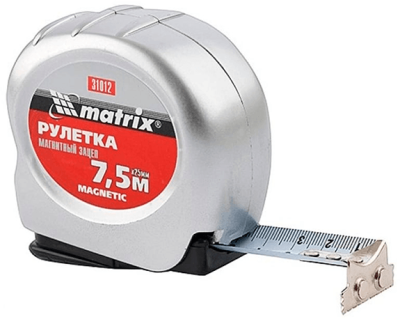 Рулетка  7,5м *25мм MATRIX MAGNETIC магнитный зацеп (31012) в Ноябрьске